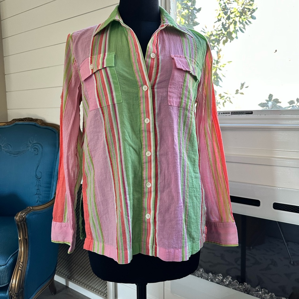 Jones New York Multicolor Striped Shirt